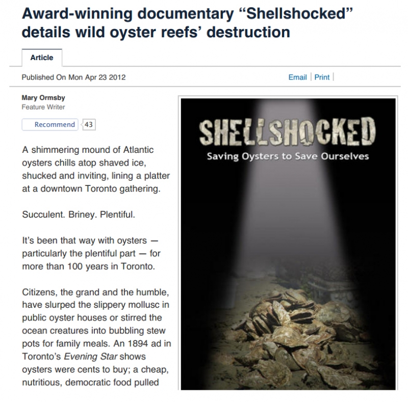 Bonsci Films News Award-Winning Documentary “SHELLSHOCKED” Details wild oyster reefs’ destruction