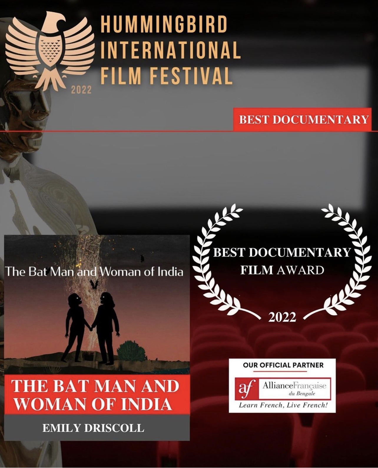 Bonsci Films News “The Bat Woman and Bat Man of India” wins Best Documentary at Hummingbird Film Festival!